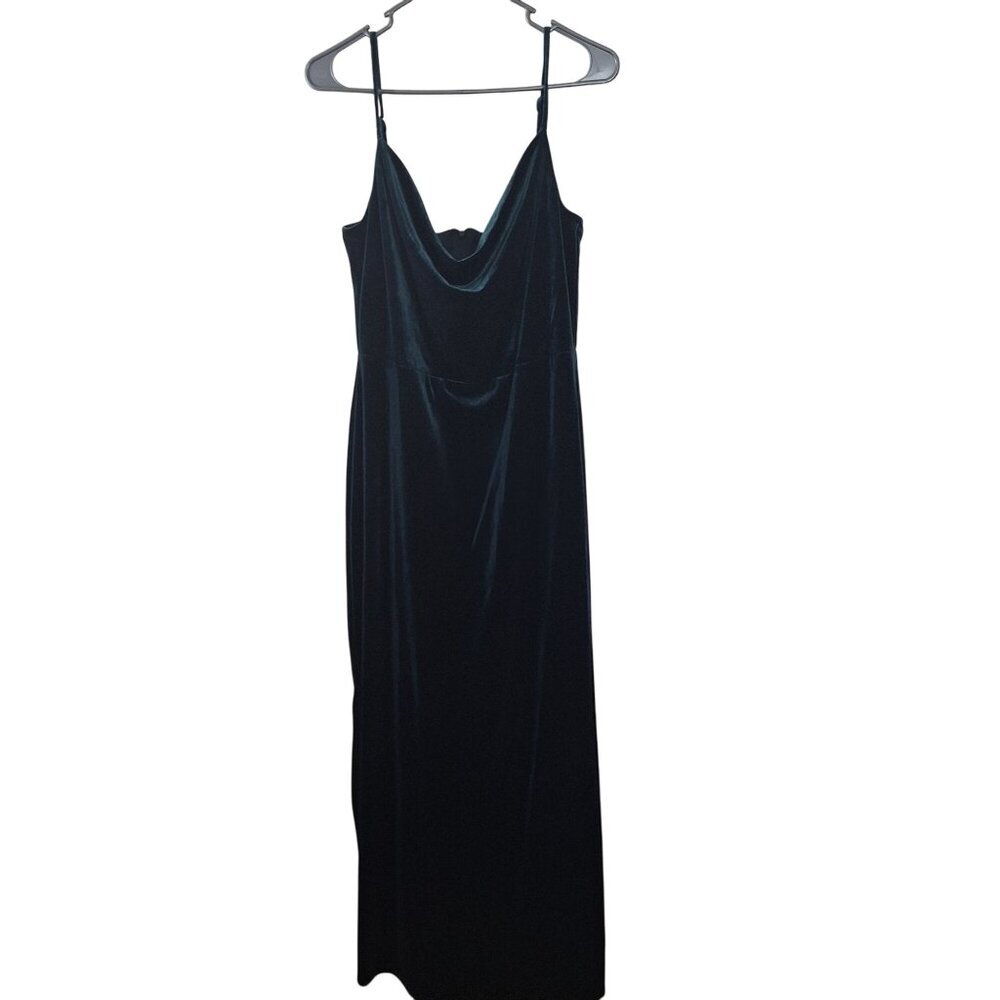 Taylor teal Velvet Cowl Neck Maxi Dress